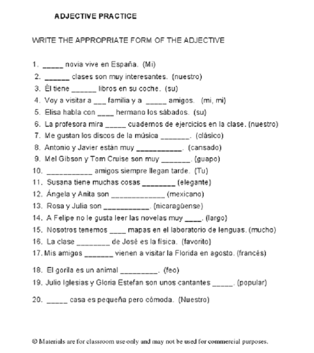 adjectives-spanish-lesson