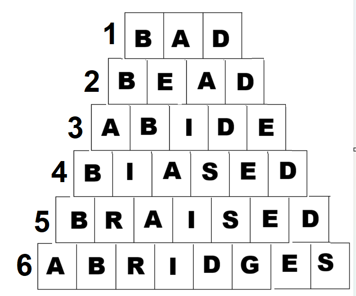 Answers to Pyramid Words